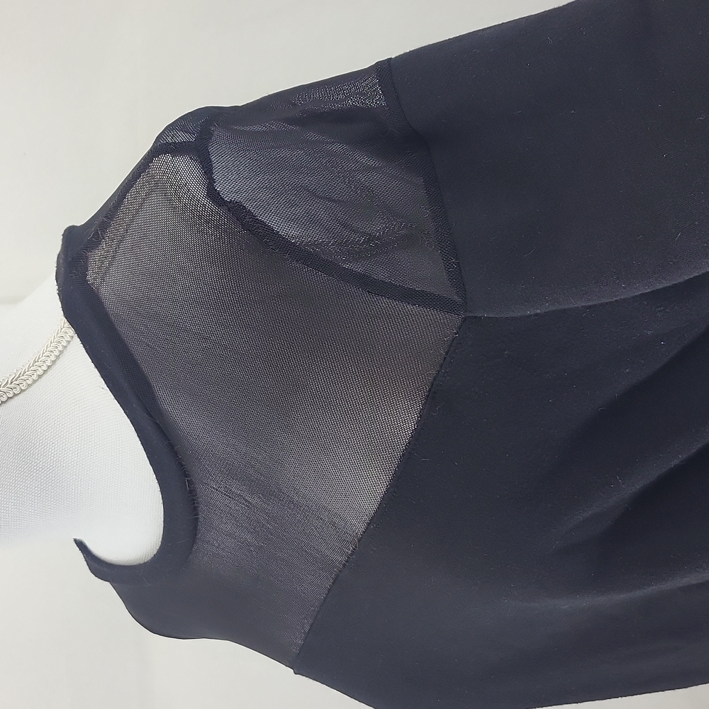 BOZZOLO Sexy Black Sheer Neckline & Long Sleeve Top Shirt